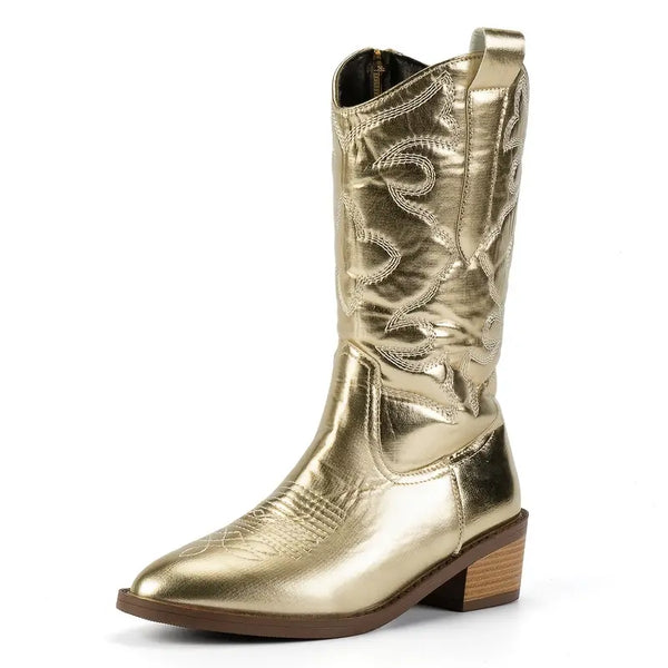 Bota Dourada Western Texana Feminina Selena