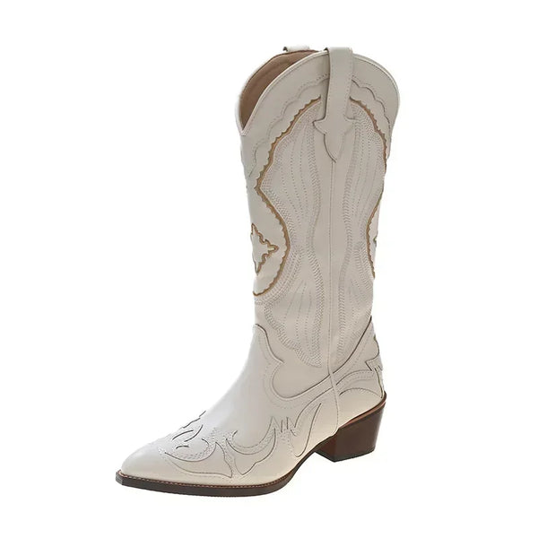 Bota Feminina Western Texana Off White Cecília