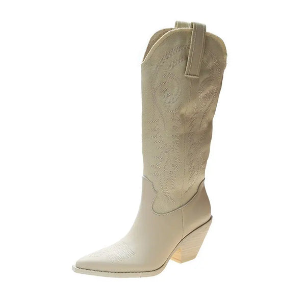 Bota Feminina Western Texana Off White Clarice